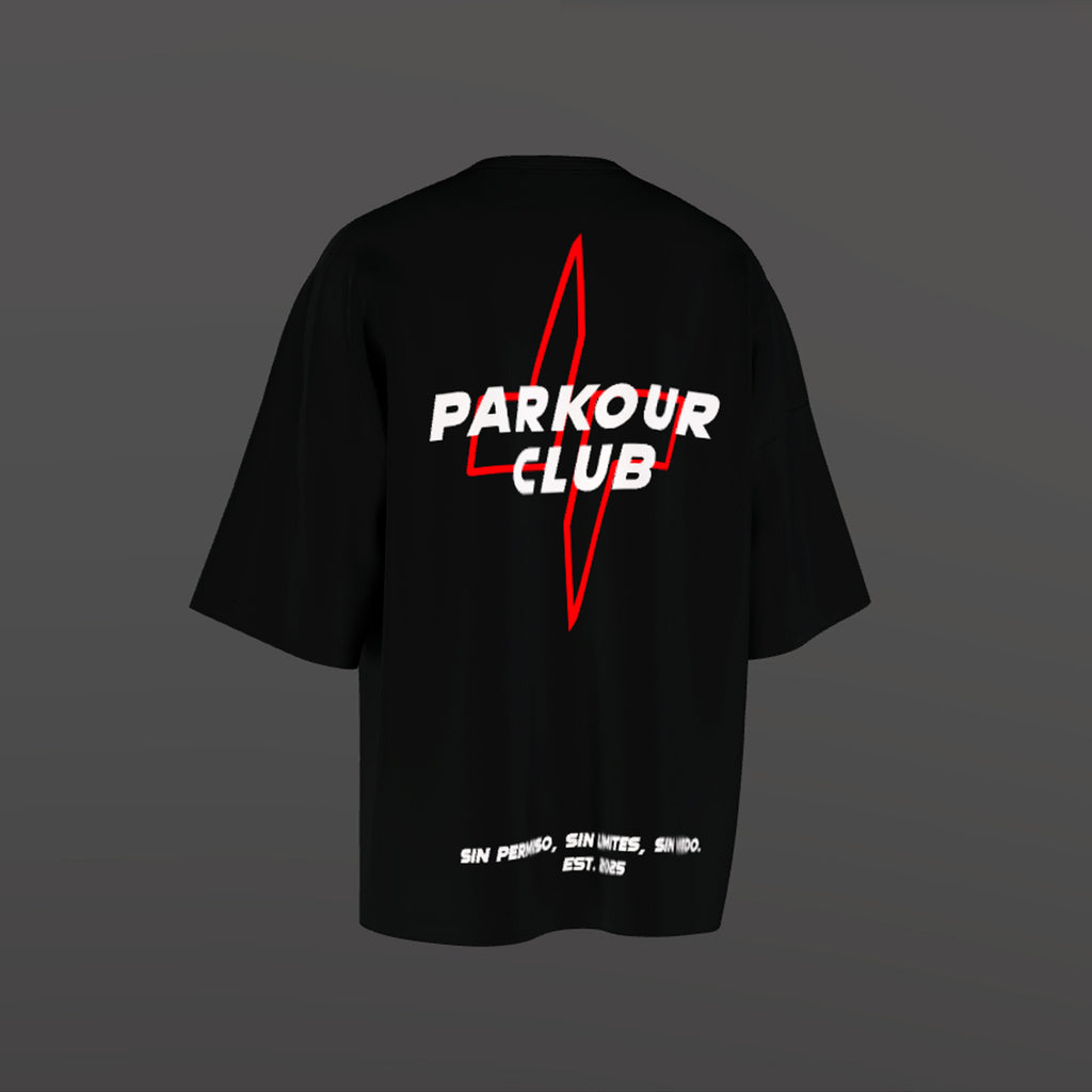 Playera Oversize “Parkour Club” – Negro